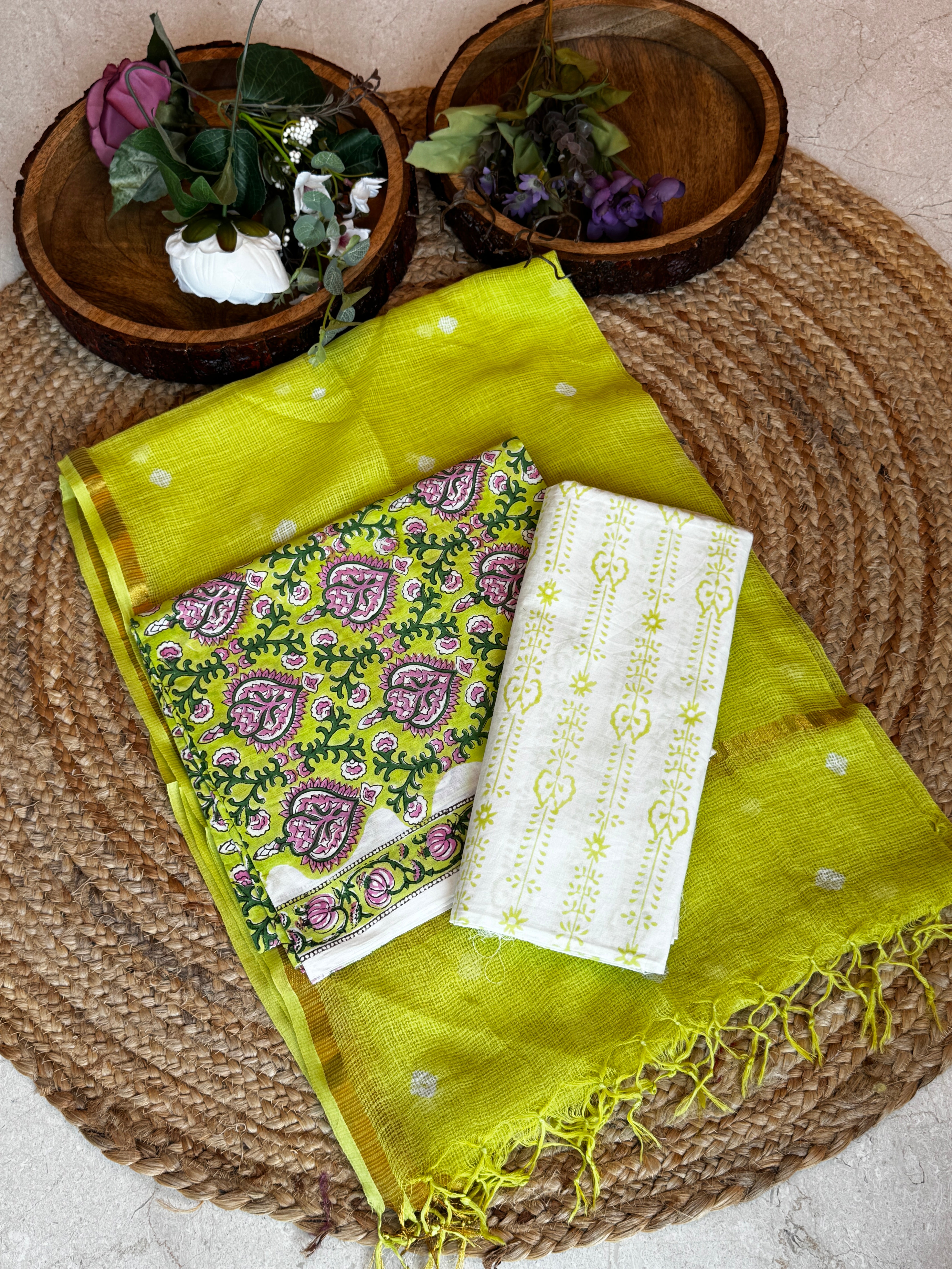 Elegant Cotton Suit with Kota Doria Dupatta