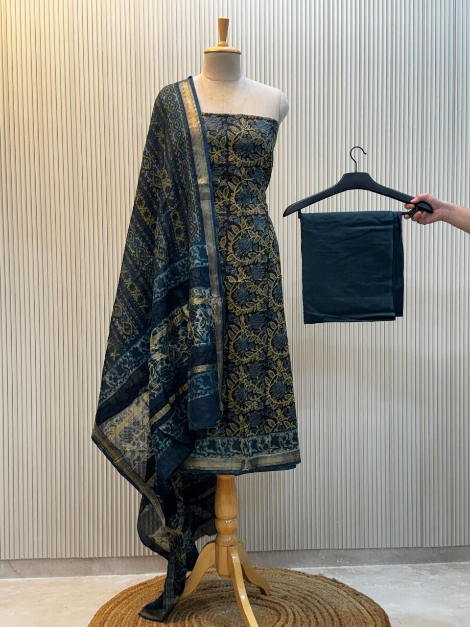 Vanaspati Ajrakh Print Maheshwari Silk Suit