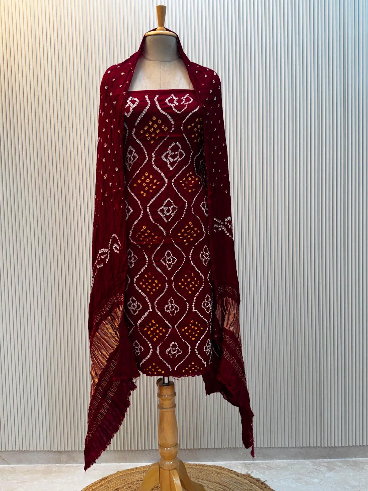 Modal Silk Bandhni 3pc Suit