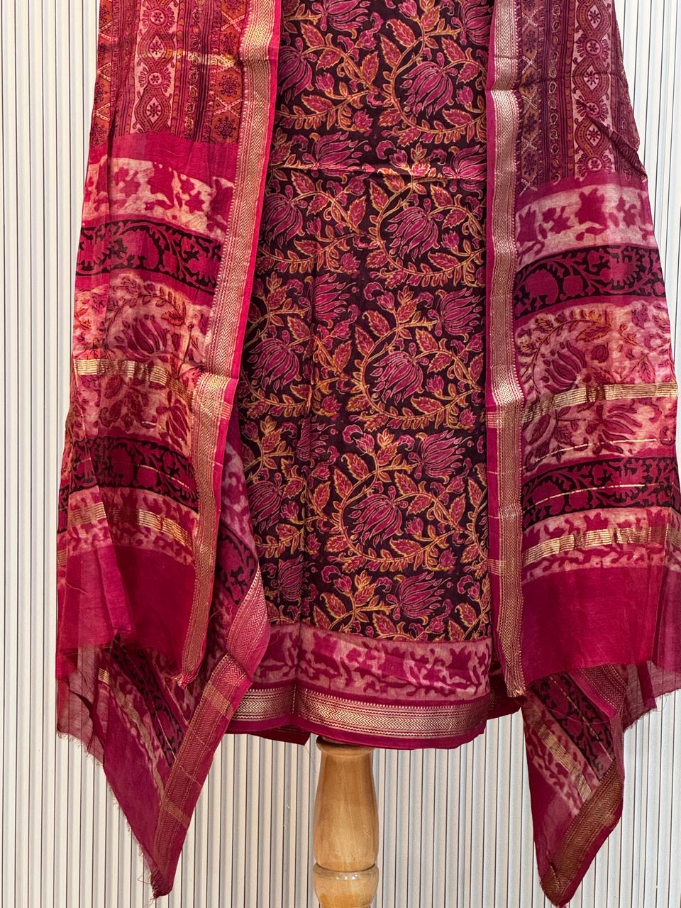 Vanaspati Ajrakh Print Maheshwari Silk Suit