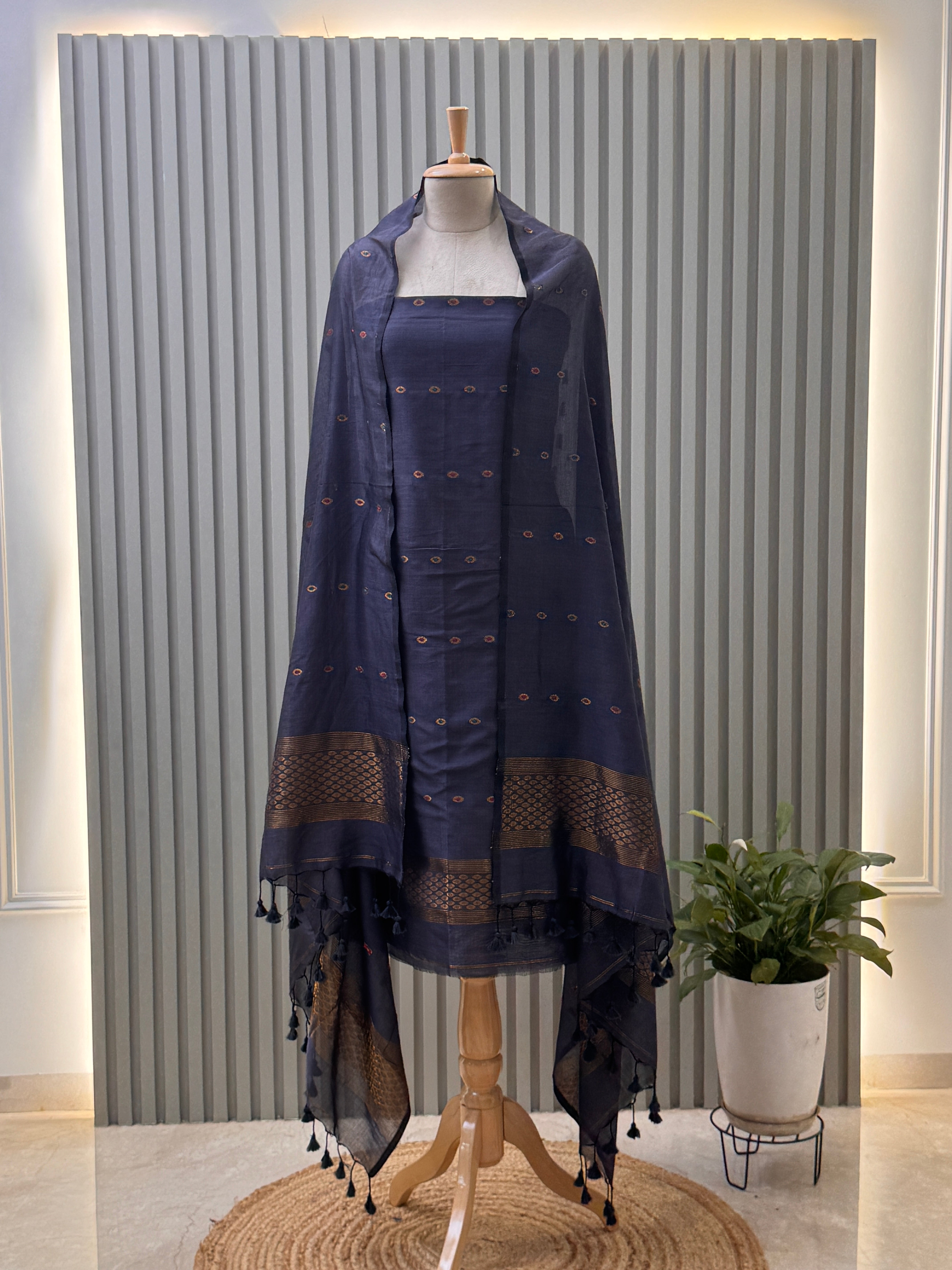 silk cotton Jamdani Handloom 2-Piece Set