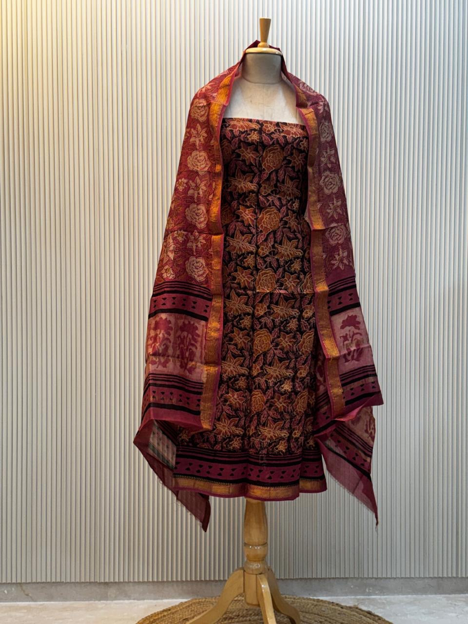 Vanaspati Ajrakh Print Maheshwari Silk Suit