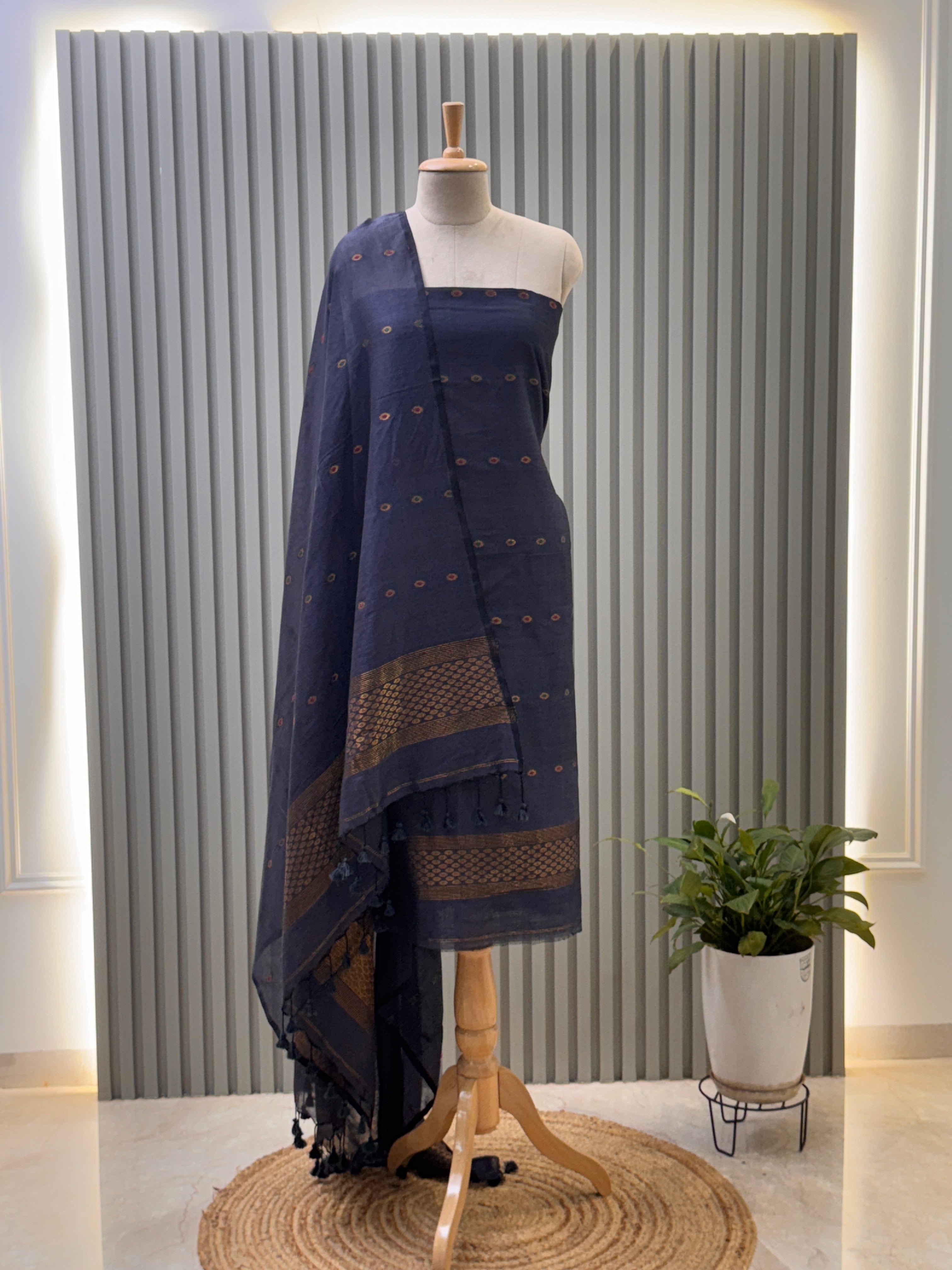 silk cotton Jamdani Handloom 2-Piece Set