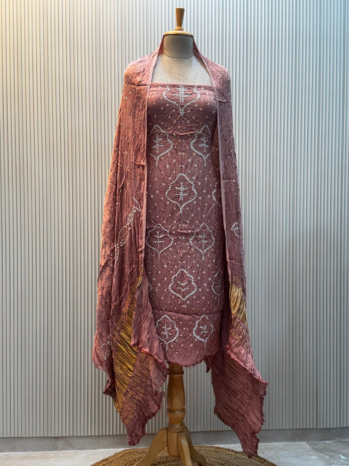 Modal Silk Bandhni 3pc Suit