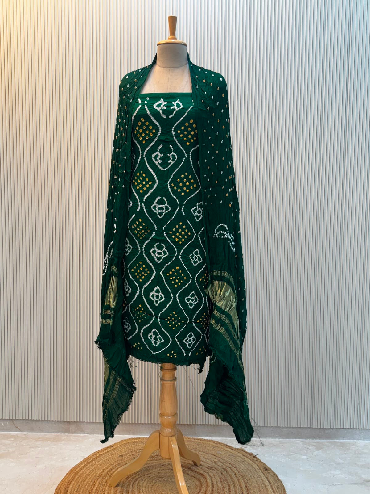 Modal Silk Bandhni 3pc Suit