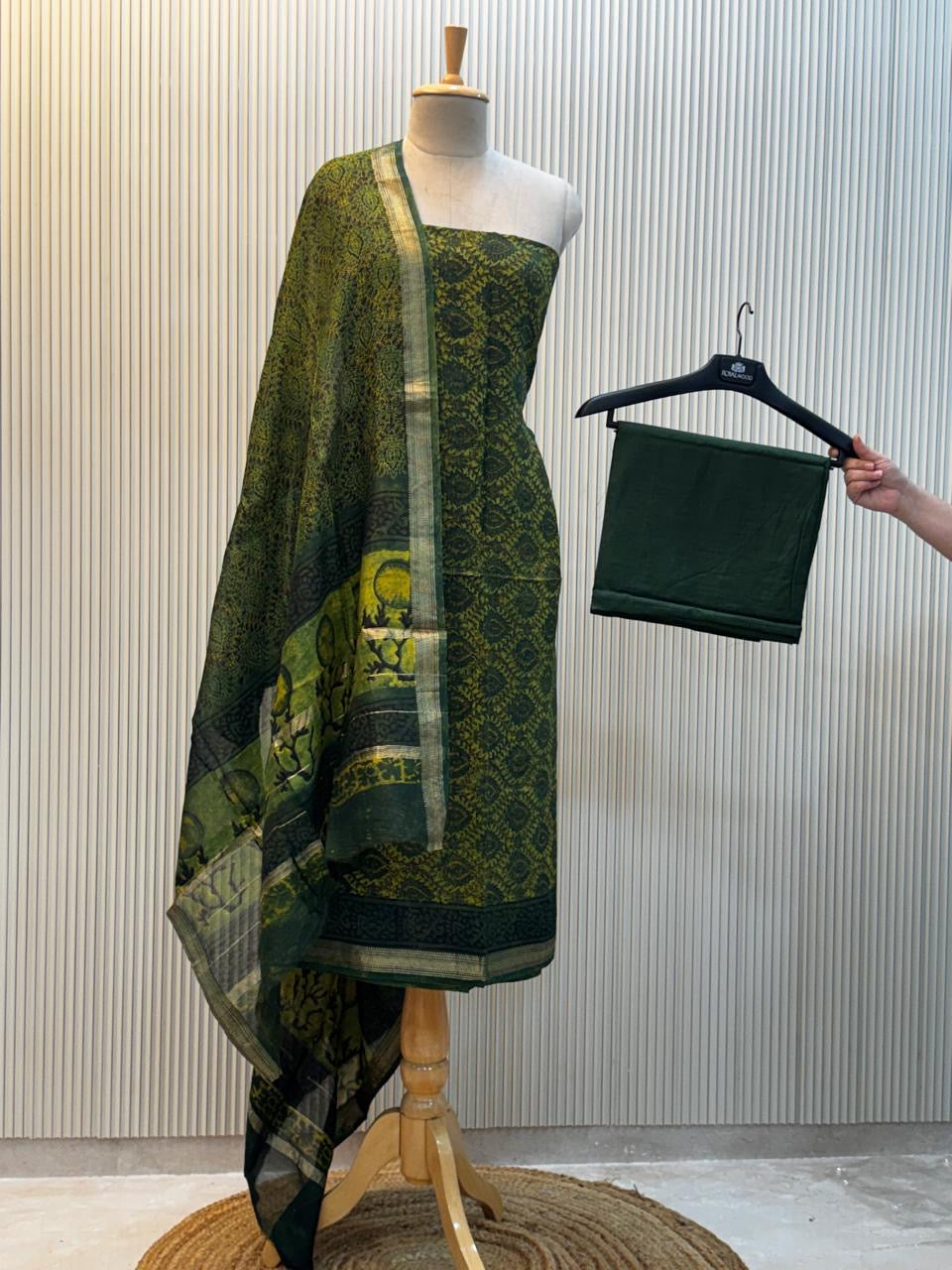 Vanaspati Ajrakh Print Maheshwari Silk Suit
