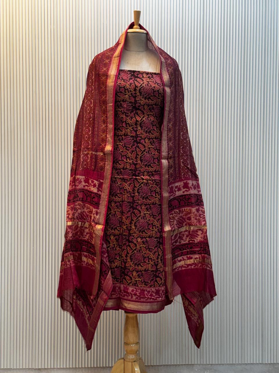 Vanaspati Ajrakh Print Maheshwari Silk Suit