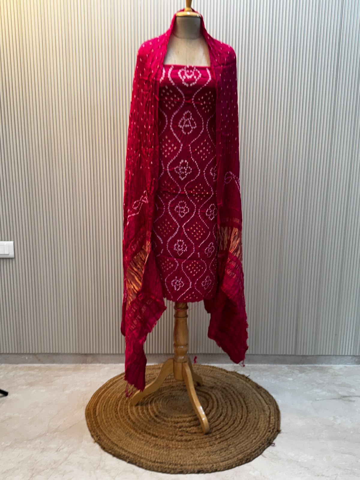 Modal Silk Bandhni 3pc Suit