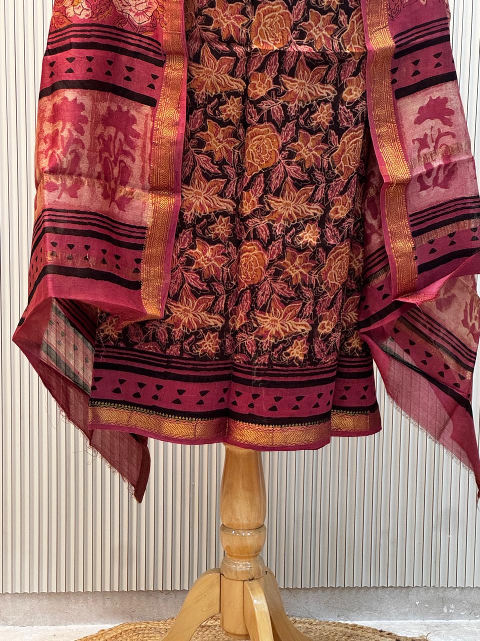 Vanaspati Ajrakh Print Maheshwari Silk Suit
