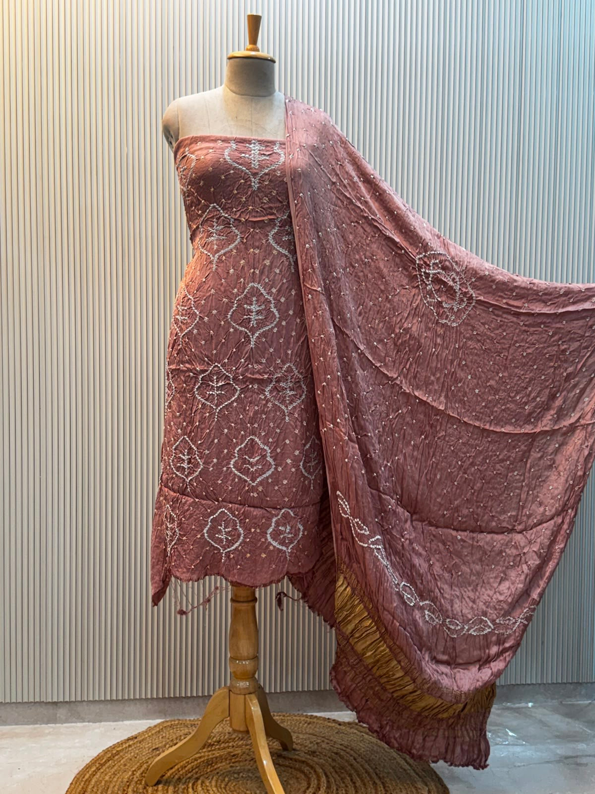 Modal Silk Bandhni 3pc Suit