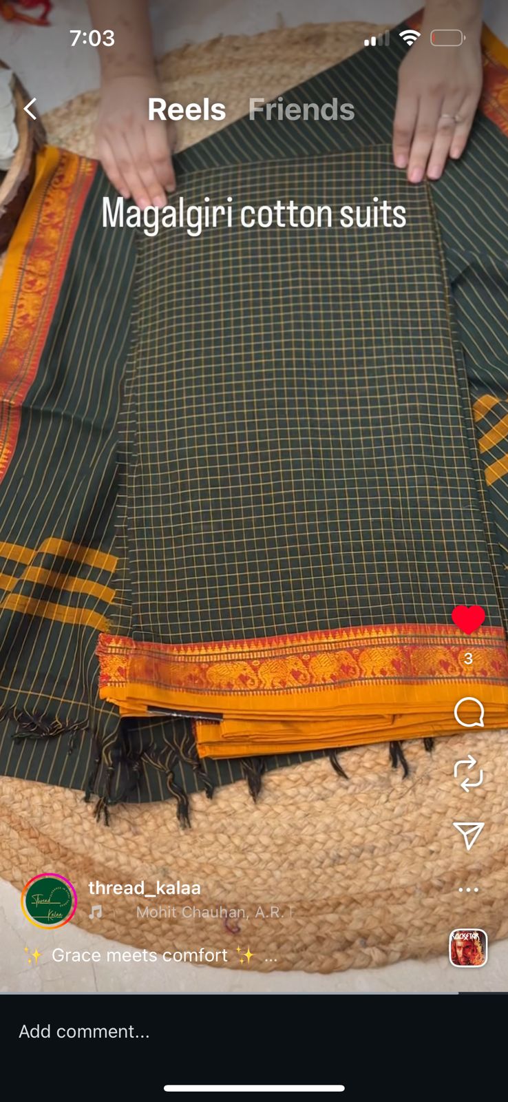 Authentic Mangalgiri Cotton Dress Material(shirt, bottom, Dupatta)