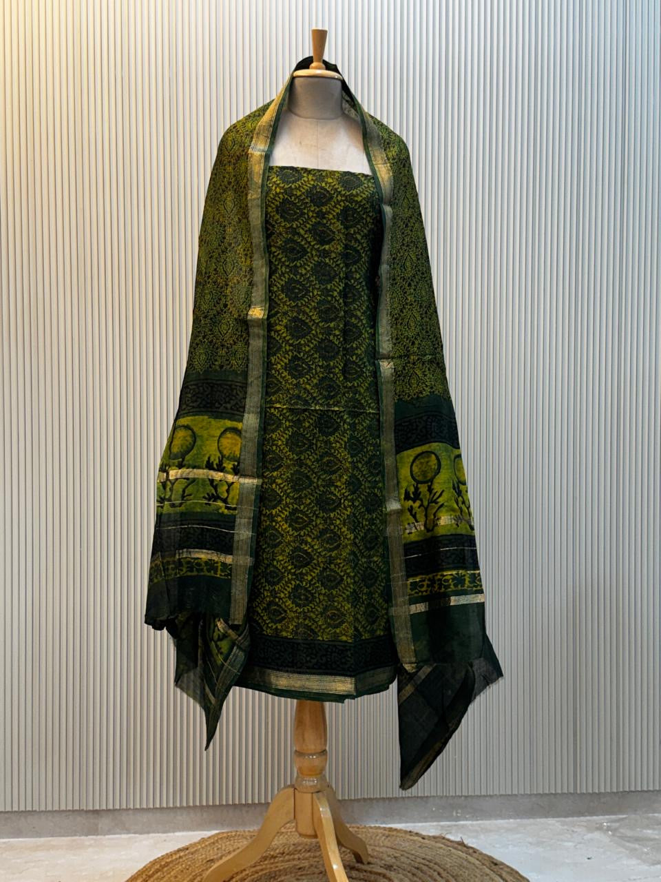 Vanaspati Ajrakh Print Maheshwari Silk Suit