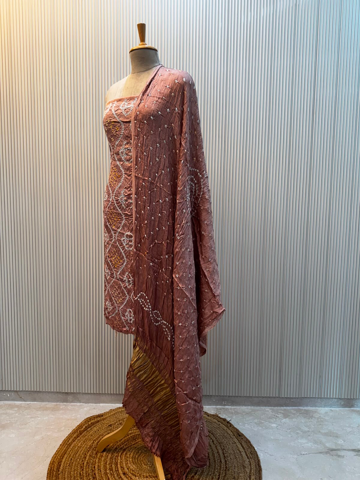 Modal Silk Bandhni 3pc Suit