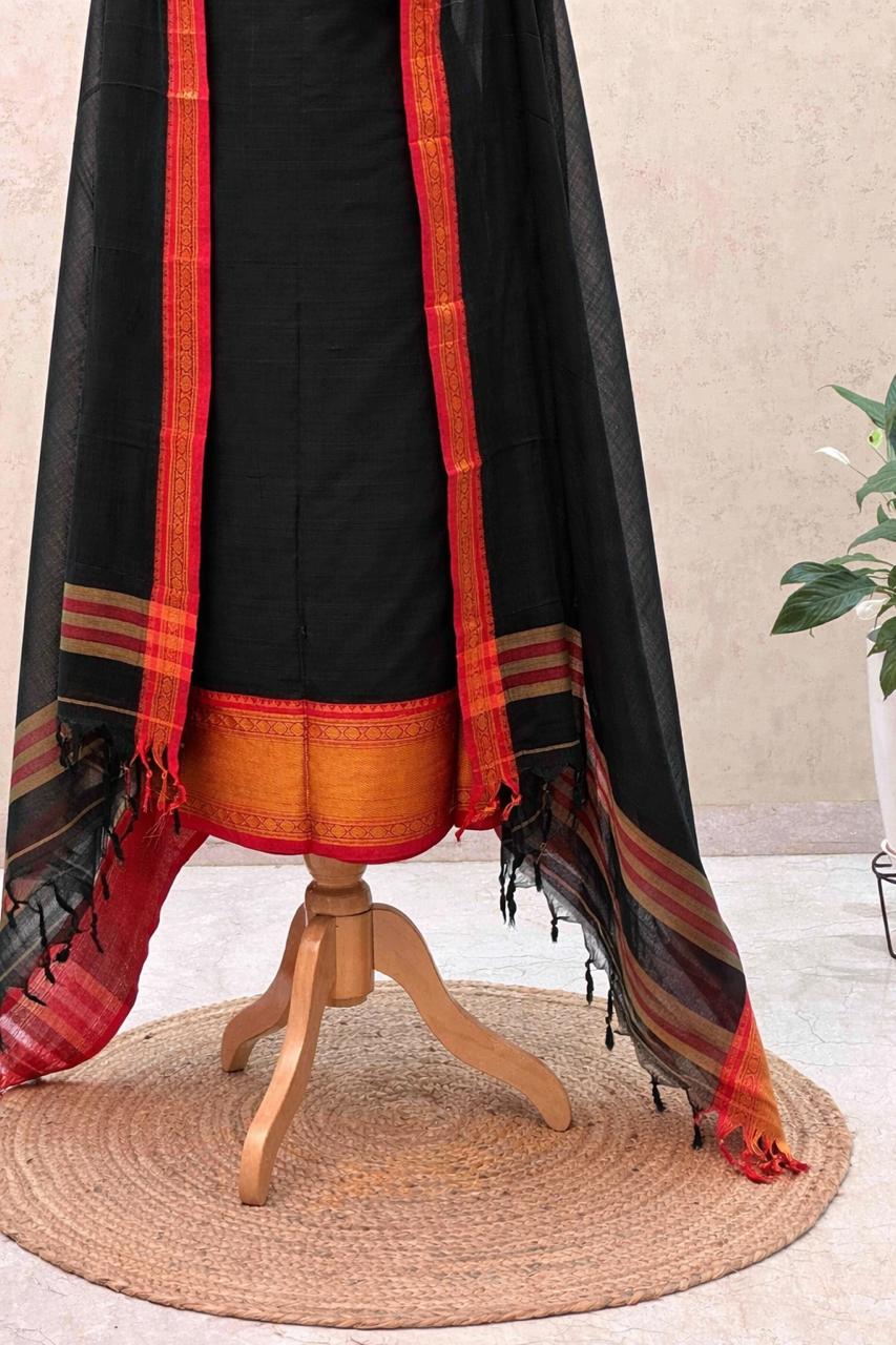 Authentic Mangalgiri Cotton Dress Material(shirt, bottom, Dupatta)