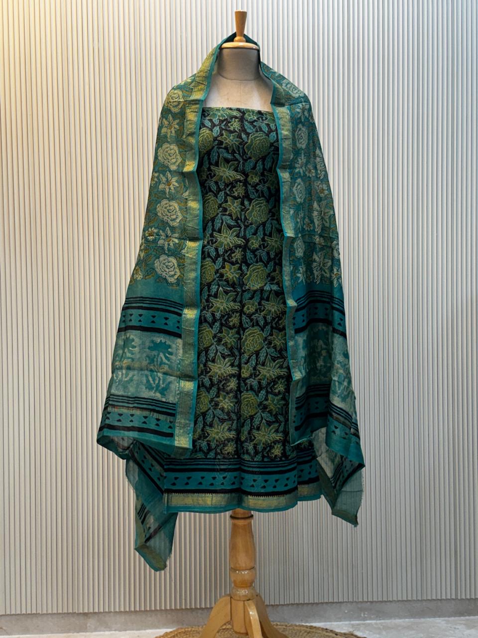 Vanaspati Ajrakh Print Maheshwari Silk Suit