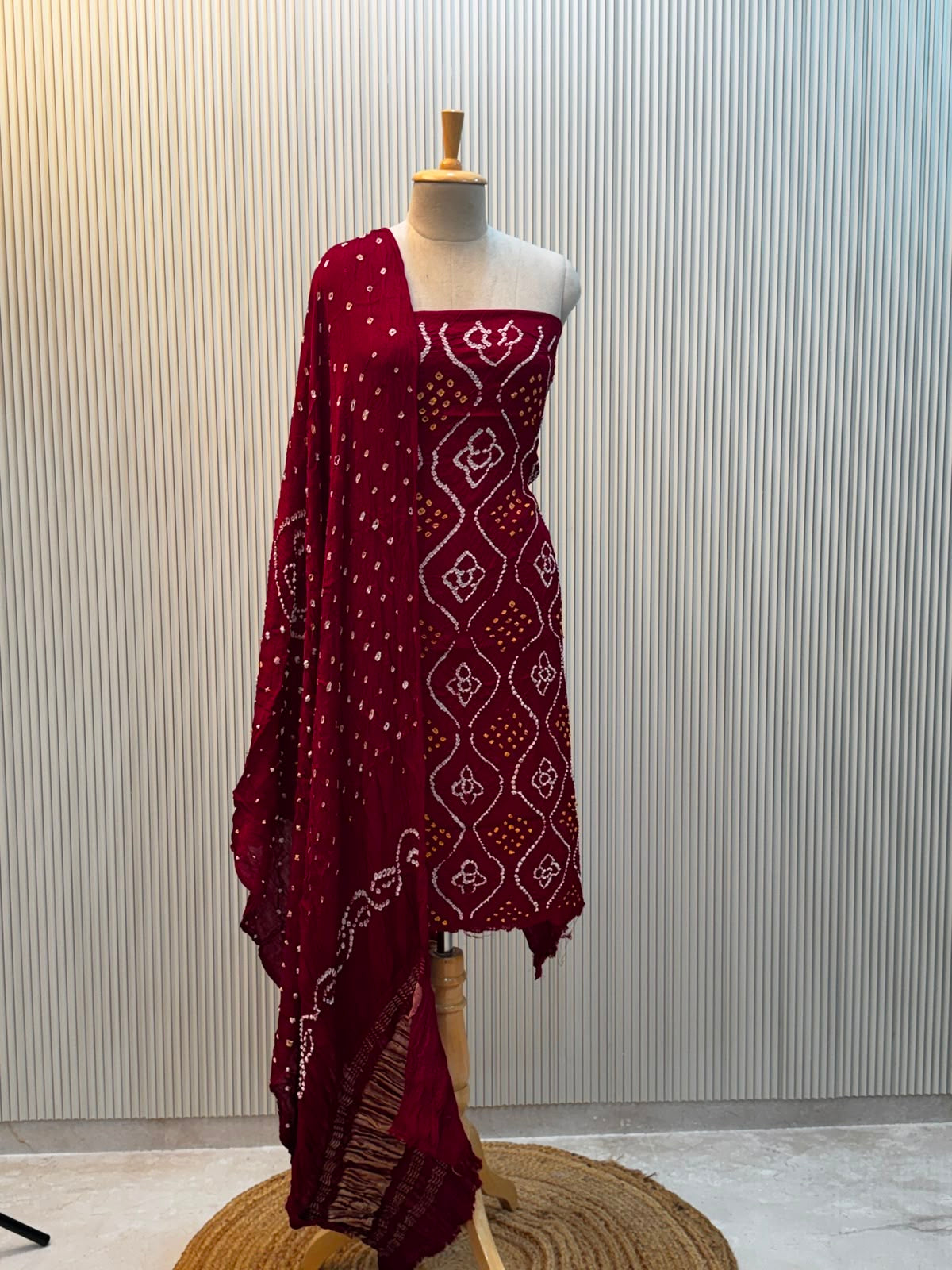 Modal Silk Bandhni 3pc Suit