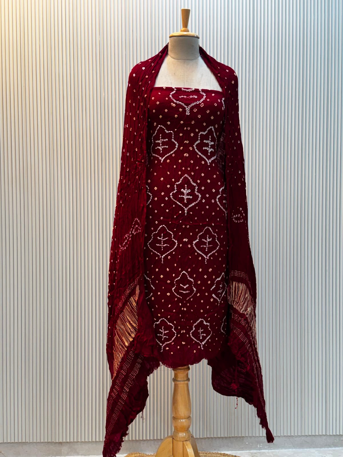 Modal Silk Bandhni 3pc Suit