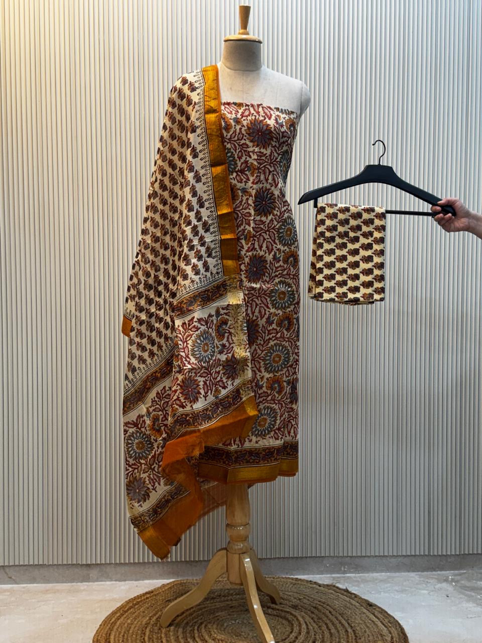 Vanaspati Ajrakh Print Maheshwari Silk Suit