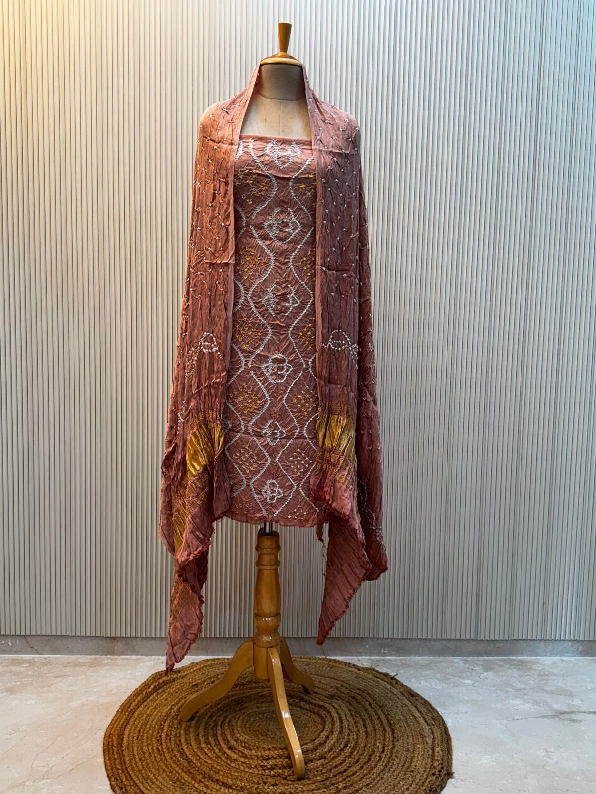 Modal Silk Bandhni 3pc Suit