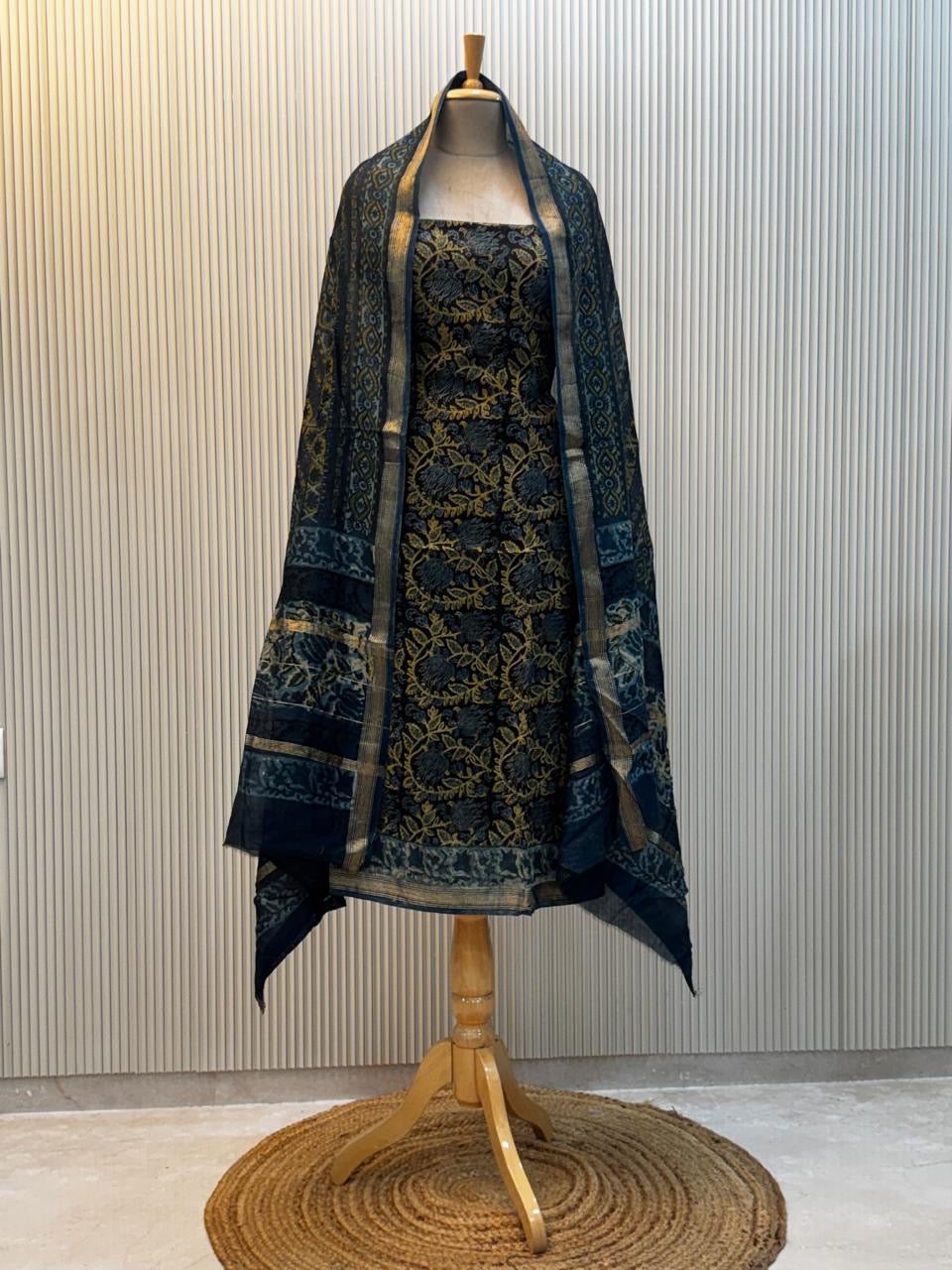 Vanaspati Ajrakh Print Maheshwari Silk Suit