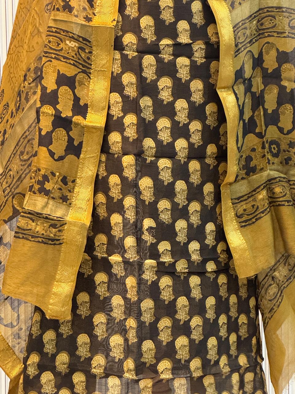 Vanaspati Ajrakh Print Maheshwari Silk Suit