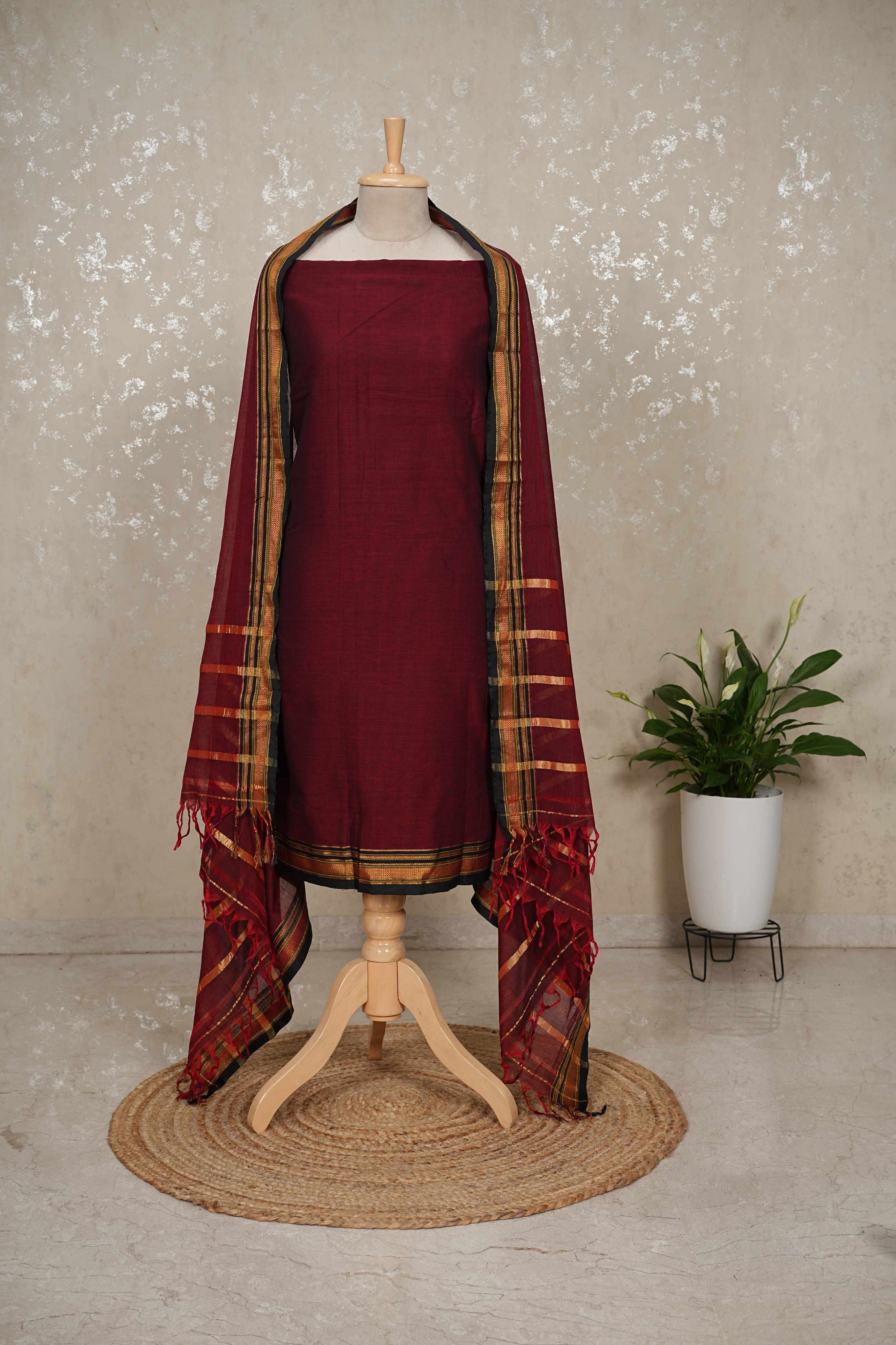 Authentic Mangalgiri Cotton Dress Material(shirt, bottom, Dupatta)