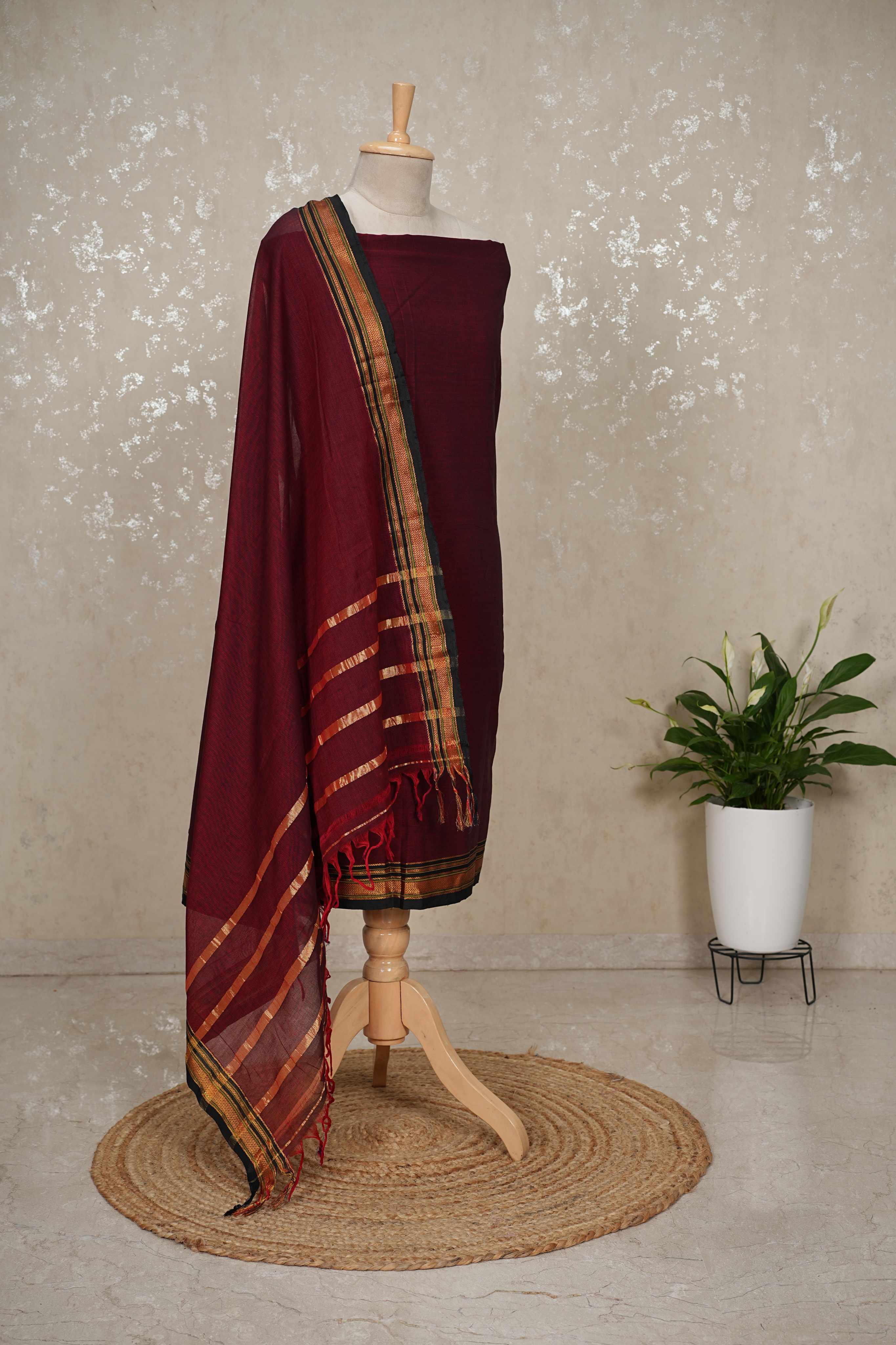 Authentic Mangalgiri Cotton Dress Material(shirt, bottom, Dupatta)