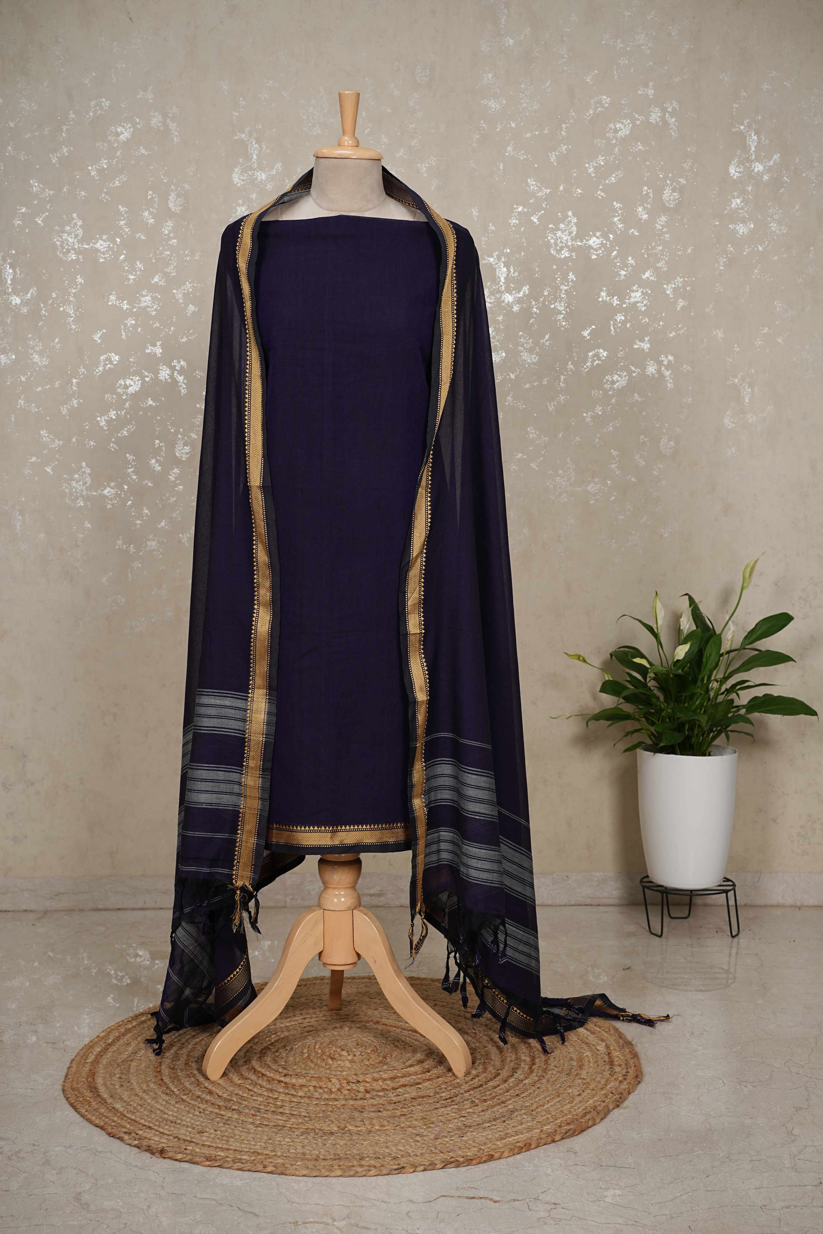Authentic Mangalgiri Cotton Dress Material(shirt, bottom, Dupatta)
