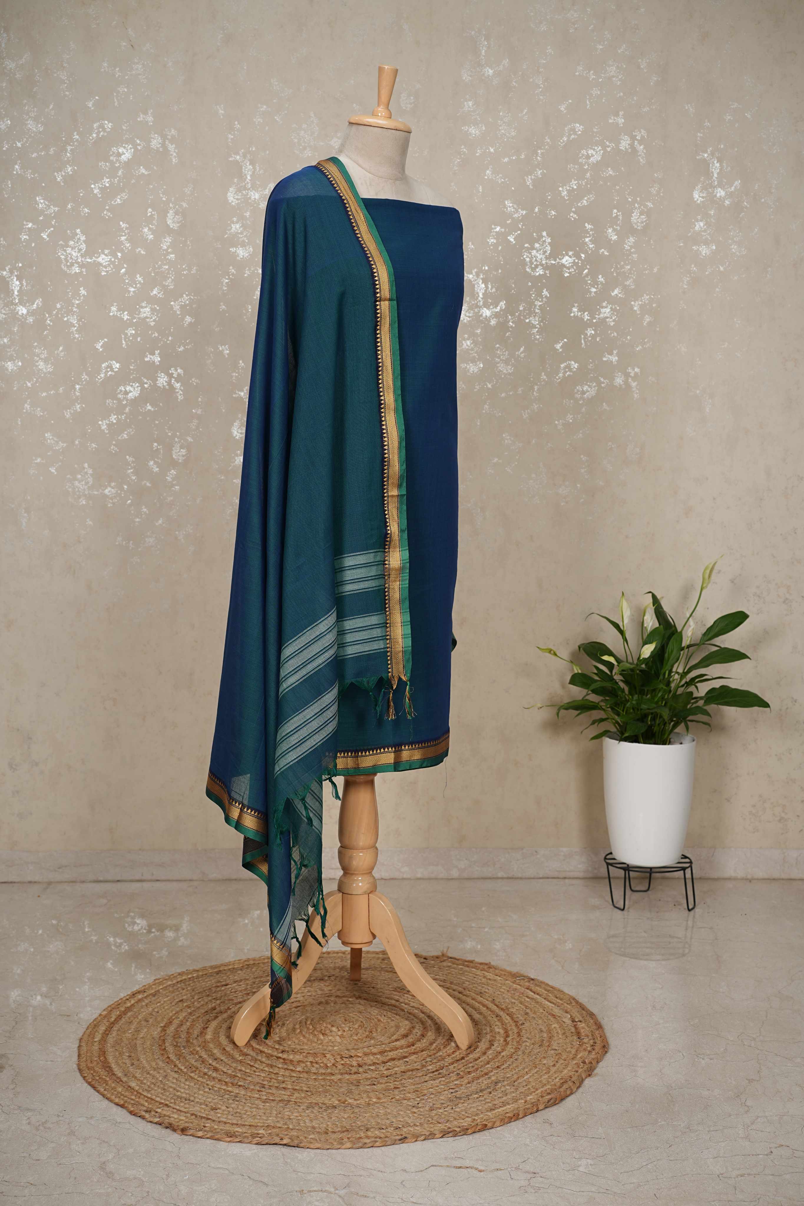 Authentic Mangalgiri Cotton Dress Material(shirt, bottom, Dupatta)