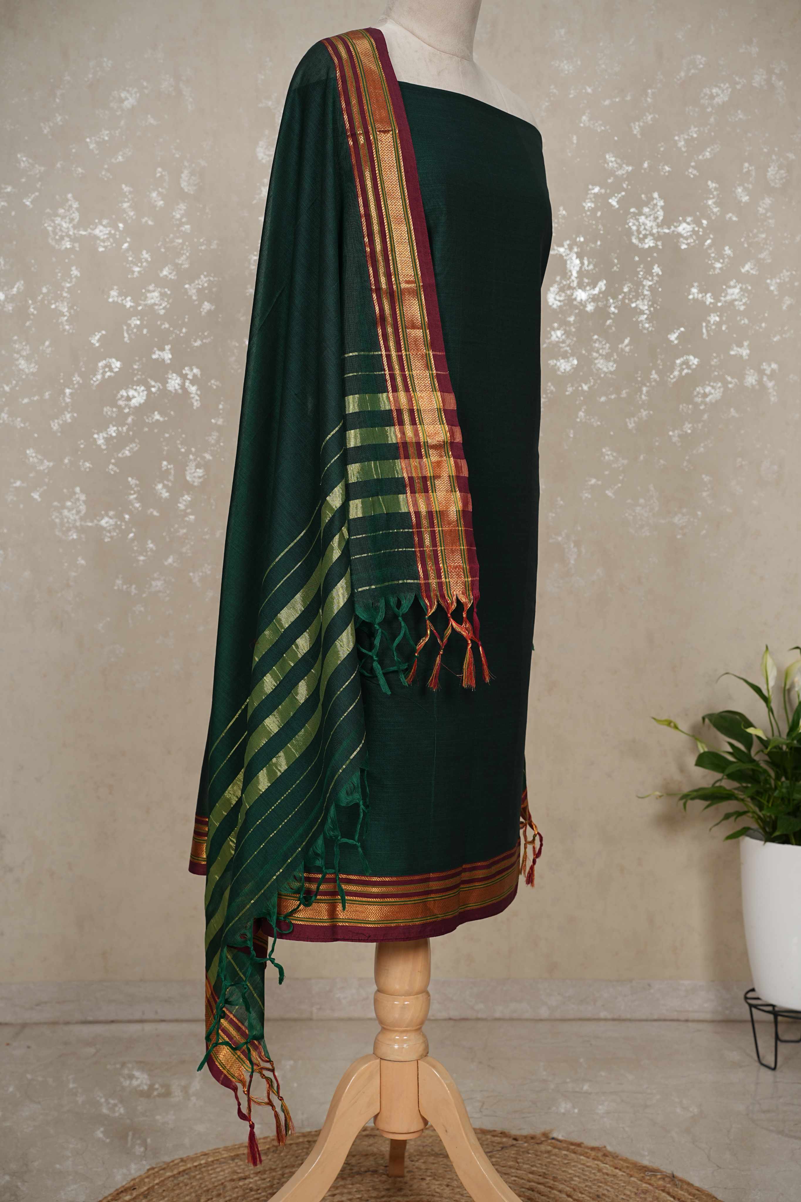 Authentic Mangalgiri Cotton Dress Material(shirt, bottom, Dupatta)