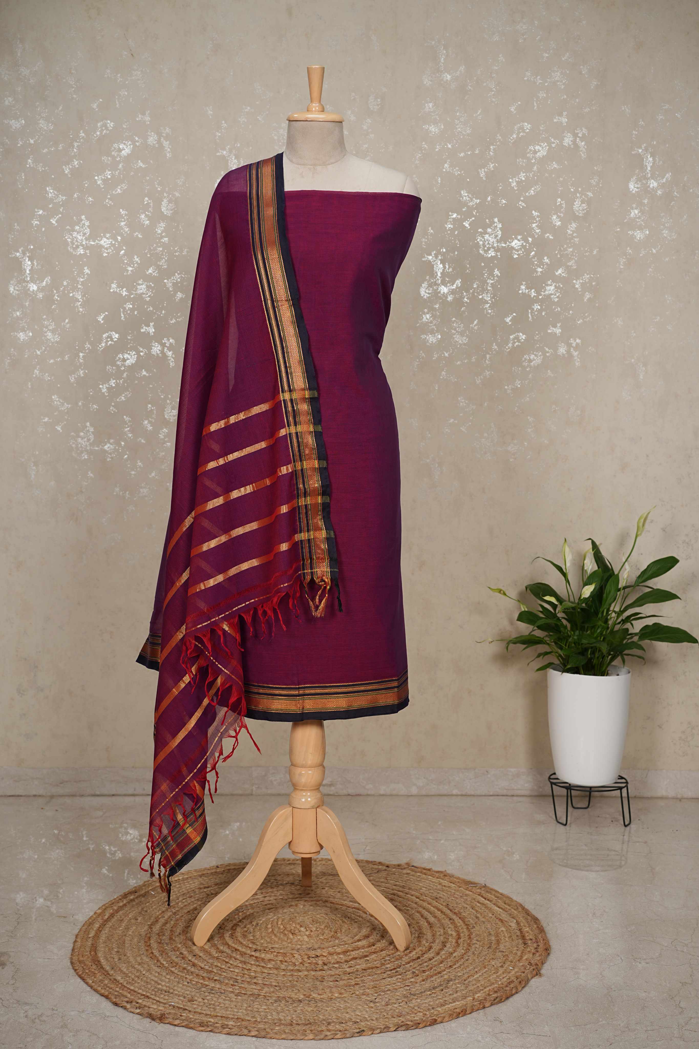 Authentic Mangalgiri Cotton Dress Material(shirt, bottom, Dupatta)