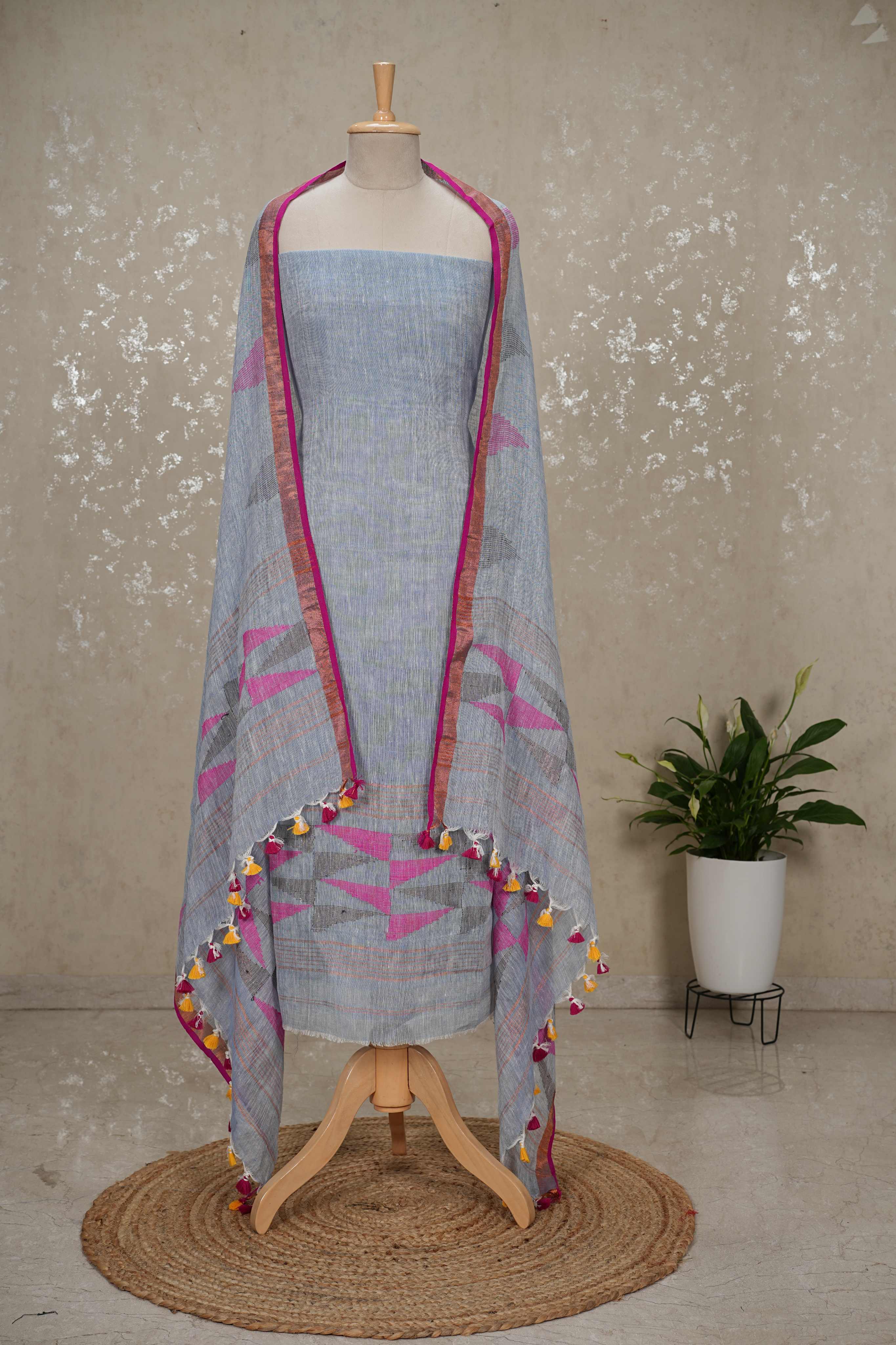 Jayshree Linen Jamdani Suit | Pure Cotton 2-Piece Set| Ethnic Wear for Women