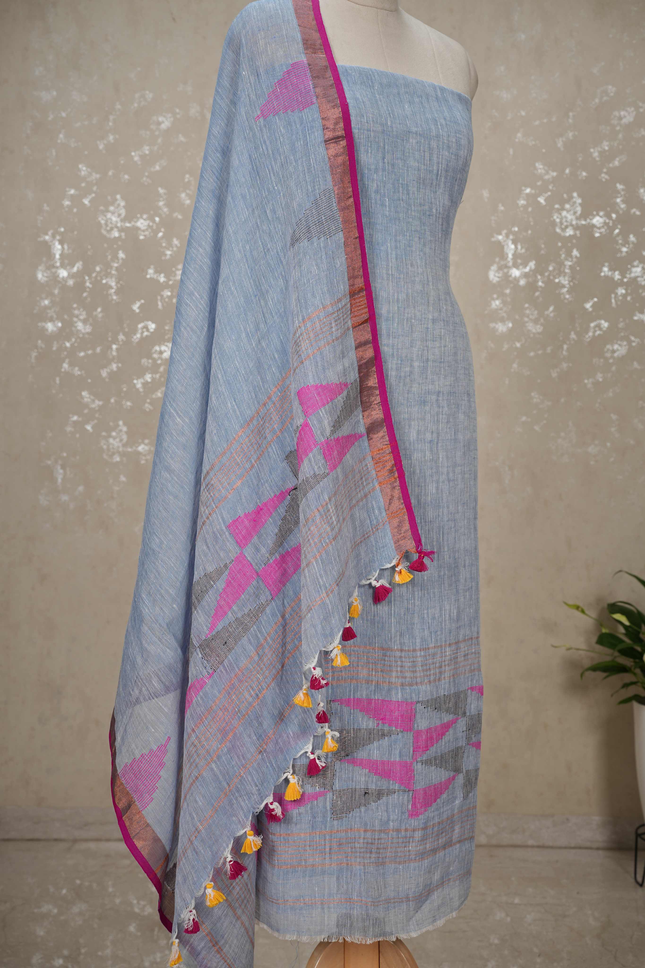 Jayshree Linen Jamdani Suit | Pure Cotton 2-Piece Set| Ethnic Wear for Women