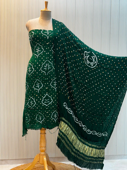Unstitched Modal Silk Bandhani Suit – 3 Pc Set
