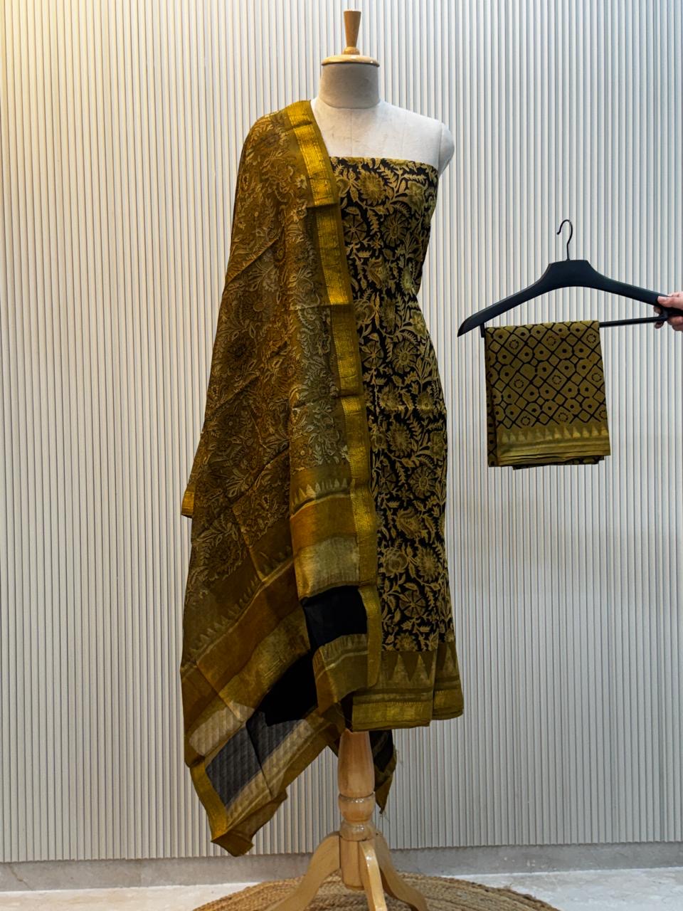 Vanaspati Ajrakh Print Maheshwari Silk Suit