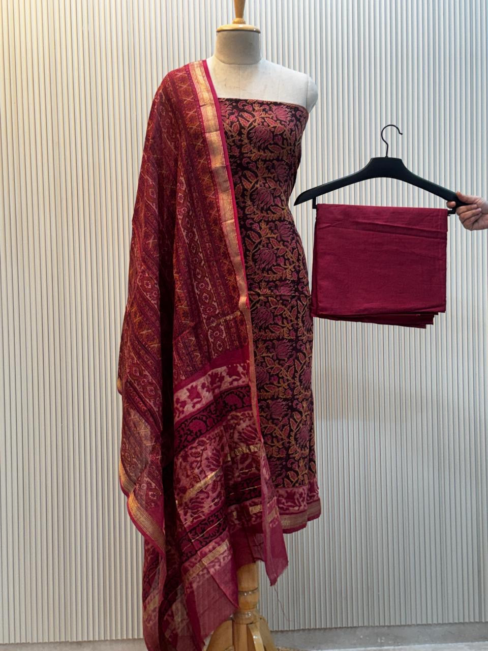 Vanaspati Ajrakh Print Maheshwari Silk Suit