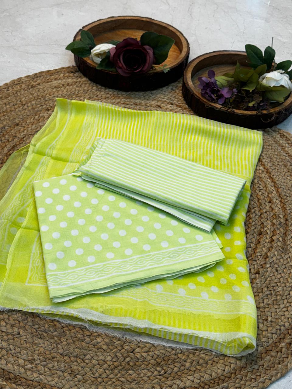PURE cotton suit with chiffon dupatta suit