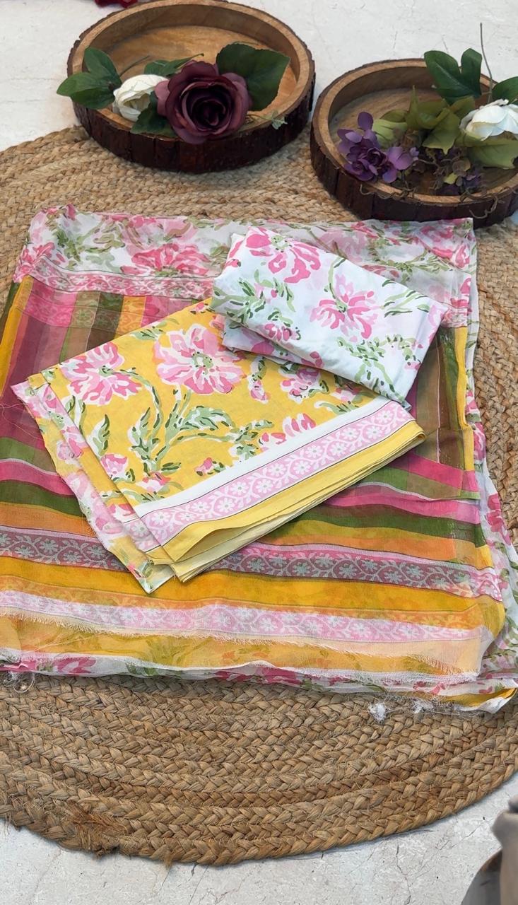 PURE cotton suit with chiffon dupatta suit