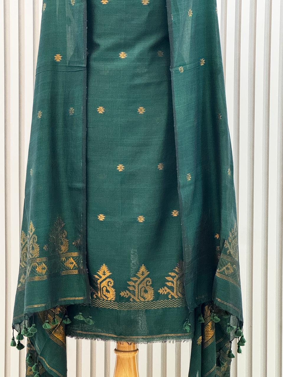 Unstitched Silk Cotton Jamdani Handloom Suit – 2 Pc Set