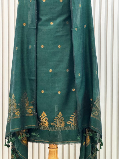 Unstitched Silk Cotton Jamdani Handloom Suit – 2 Pc Set