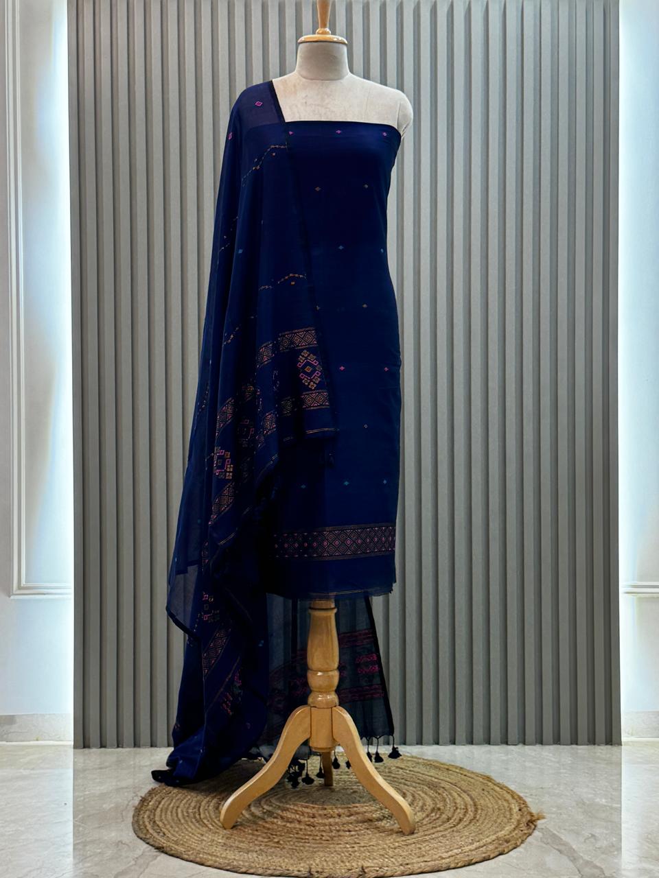 Unstitched Silk Cotton Jamdani Handloom Suit – 2 Pc Set