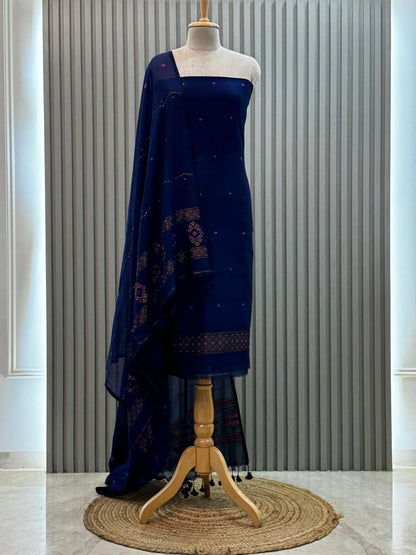 Unstitched Silk Cotton Jamdani Handloom Suit – 2 Pc Set