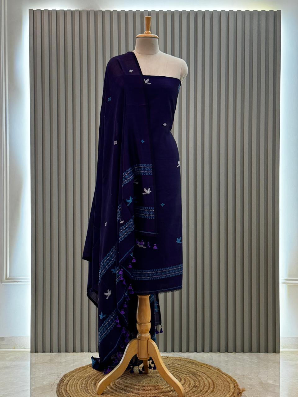 Unstitched Silk Cotton Jamdani Handloom Suit – 2 Pc Set