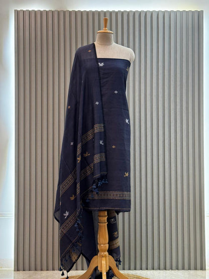 Unstitched Silk Cotton Jamdani Handloom Suit – 2 Pc Set