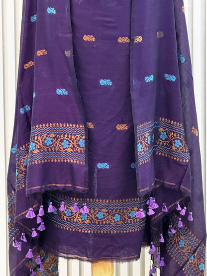 Unstitched Silk Cotton Jamdani Handloom Suit – 2 Pc Set