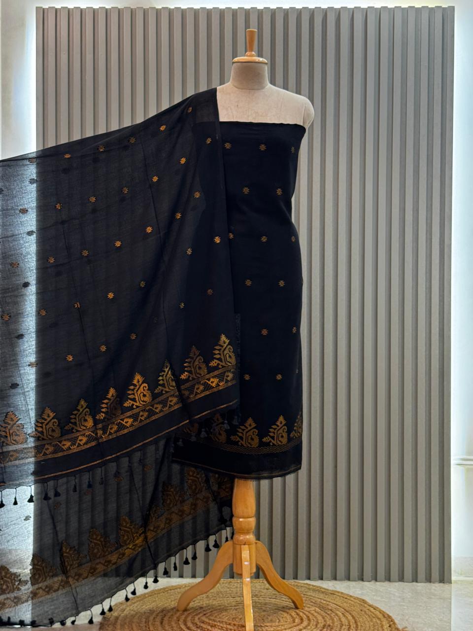 Unstitched Silk Cotton Jamdani Handloom Suit – 2 Pc Set