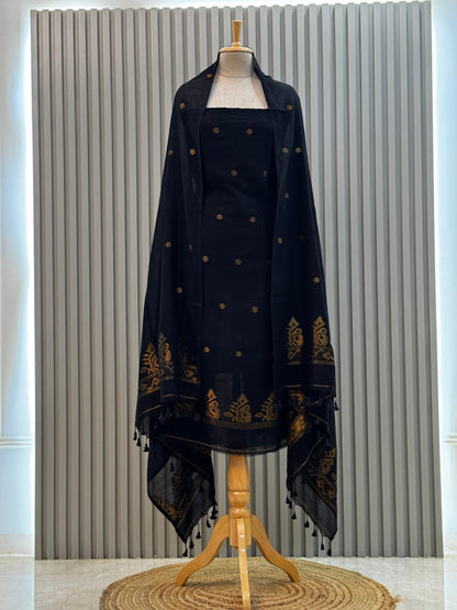 Unstitched Silk Cotton Jamdani Handloom Suit – 2 Pc Set