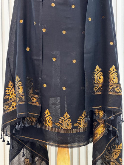 Unstitched Silk Cotton Jamdani Handloom Suit – 2 Pc Set