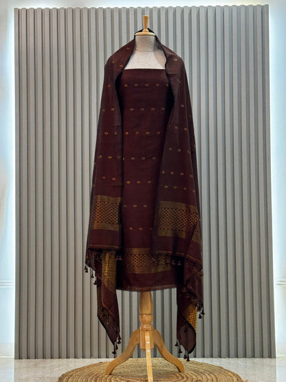 Unstitched Silk Cotton Jamdani Handloom Suit – 2 Pc Set