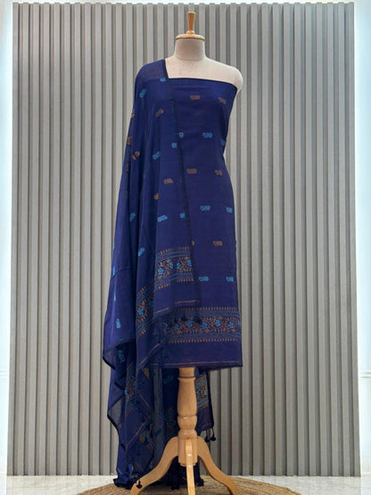Unstitched Silk Cotton Jamdani Handloom Suit – 2 Pc Set